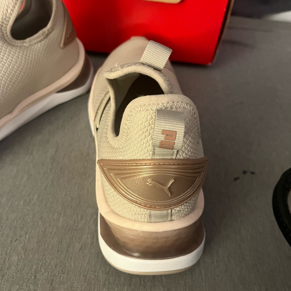 Puma Cream and Gold Athletic Shoes